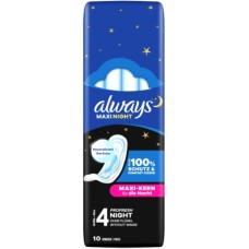 ALWAYS MAXI NIGHT Дамски превръзки без крилца-10бр ALWAYS MAXI NIGHT Дамски превръзки без крилца-10бр