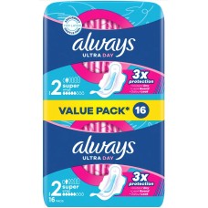 ALWAYS Ultra Day Super Дамски превръзки дневни с крилца/Размер 2 /-18бр. ALWAYS Ultra Day Super Дамски превръзки дневни с крилца/Размер 2 /-18бр.